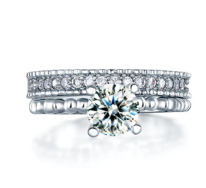 Elegant 2-Pcs Wedding Bridal Ring