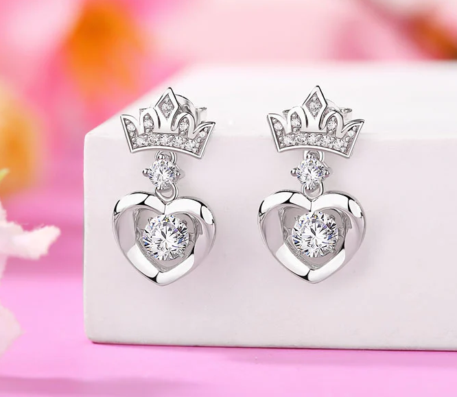 Dancing Stone Dangle Crown Earrings
