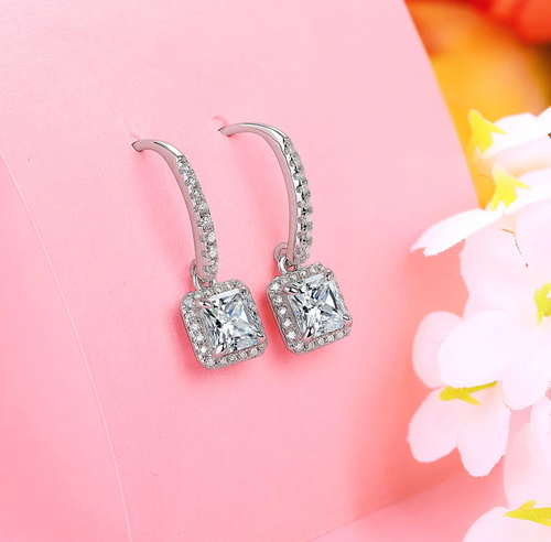 Princess Diamond Dangle Earrings