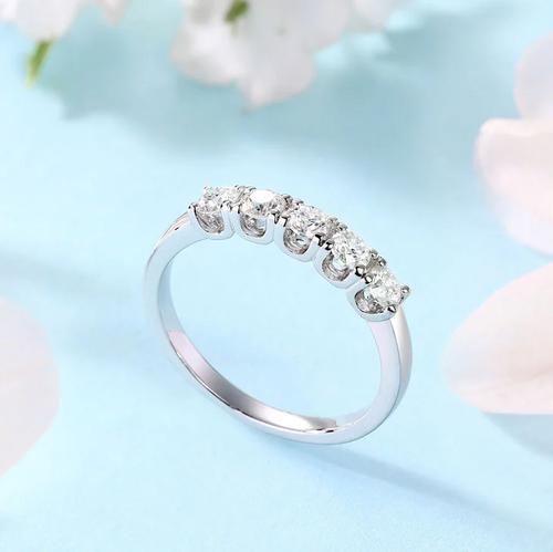 Classy Five Stone Diamond Wedding Band Ring