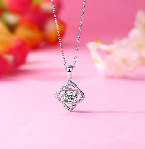 Dazzling Diamond Rose Pendant Necklace