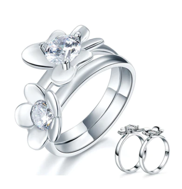 Fashionable Butterfly Flower Ring Set.