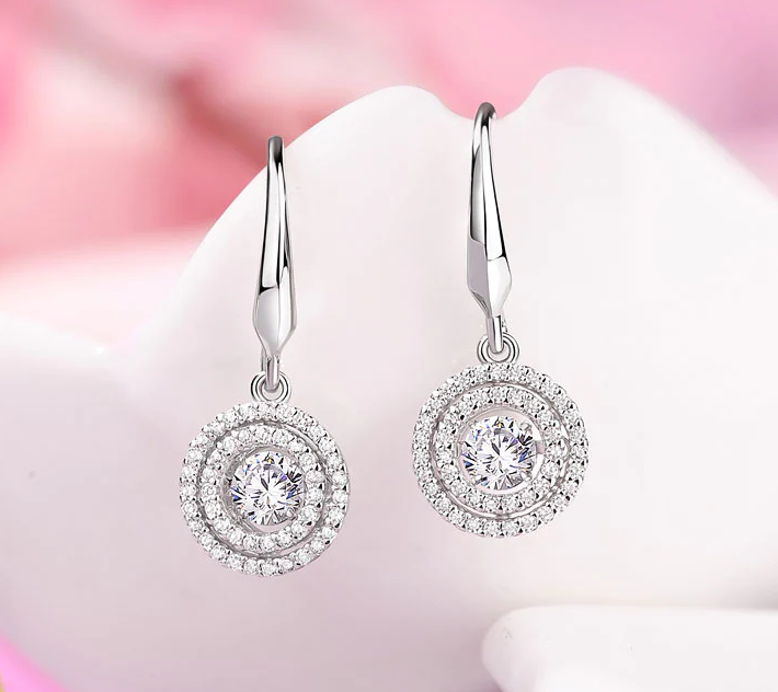 Stylish Halo Hook Dancing Stone Dangle Earrings