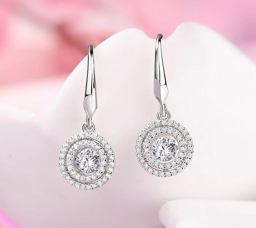 Stylish Halo Hook Dancing Stone Dangle Earrings