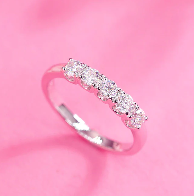 Classy Five Stone Diamond Wedding Band Ring