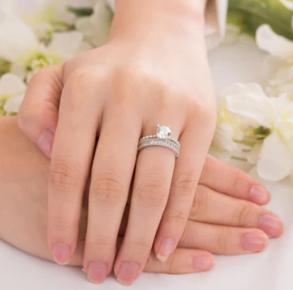 Elegant 2-Pcs Wedding Bridal Ring