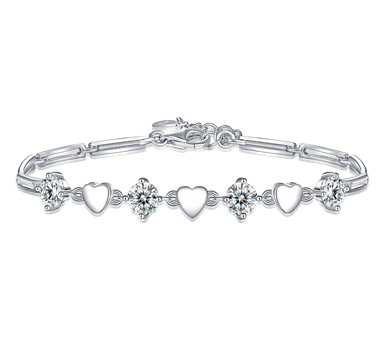 Elegant Silver Heart Bracelet