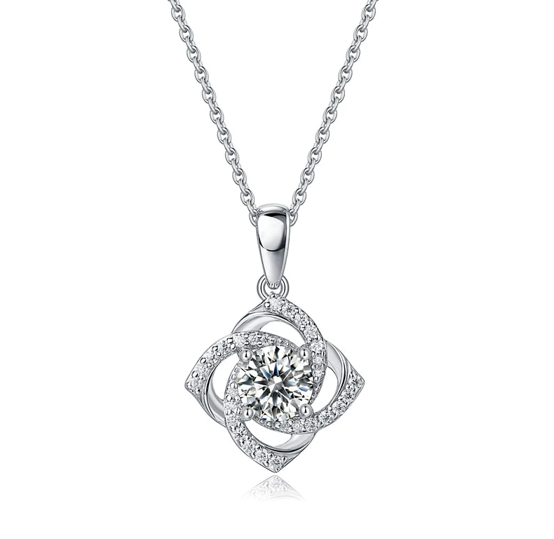 Dazzling Diamond Rose Pendant Necklace