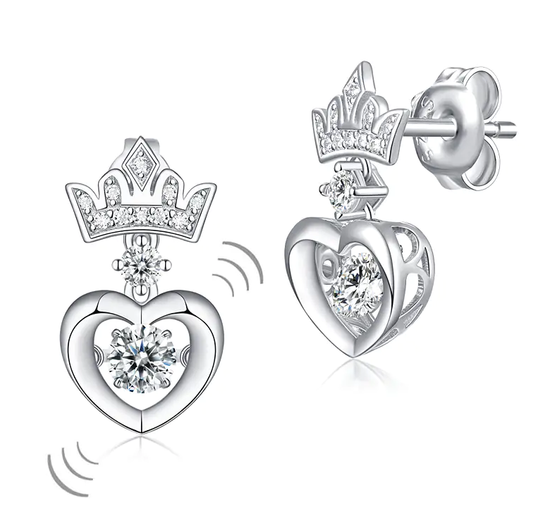 Dancing Stone Dangle Crown Earrings