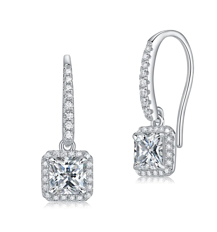 Princess Diamond Dangle Earrings