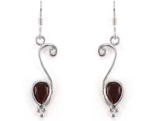 Dark Red Garnet Fashionable Dangle Fine Earrings