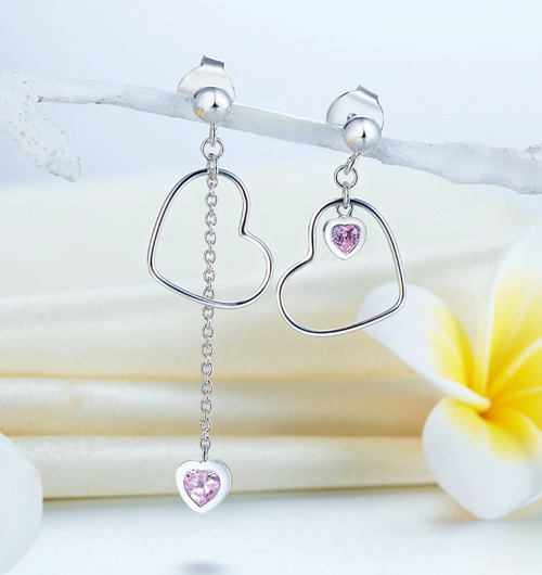 Pink Heart Earrings