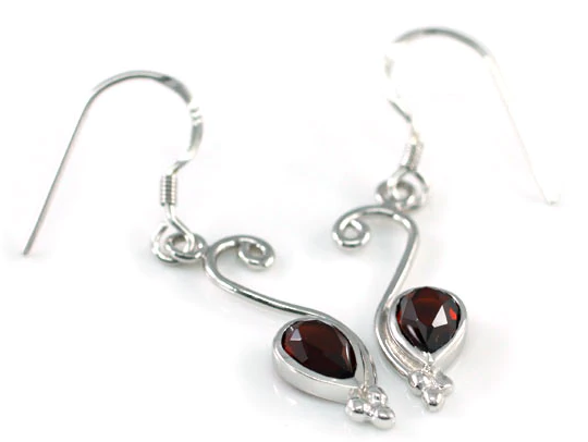 Dark Red Garnet Fashionable Dangle Fine Earrings