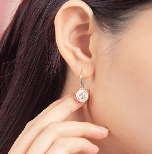 Stylish Halo Hook Dancing Stone Dangle Earrings