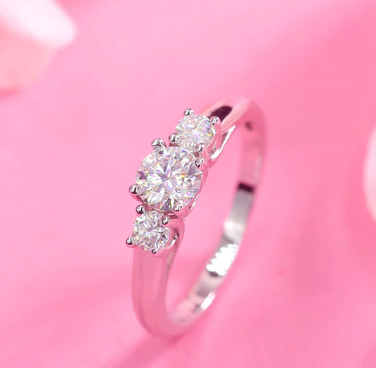 Elegant Three Stone Diamond Wedding Band Ring