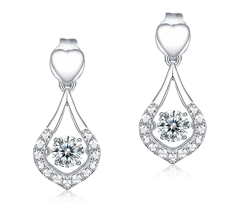 Heart Tear Drop Dancing Stone Earrings