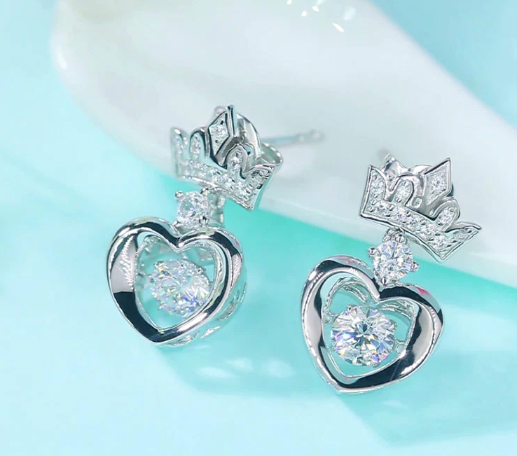 Dancing Stone Dangle Crown Earrings