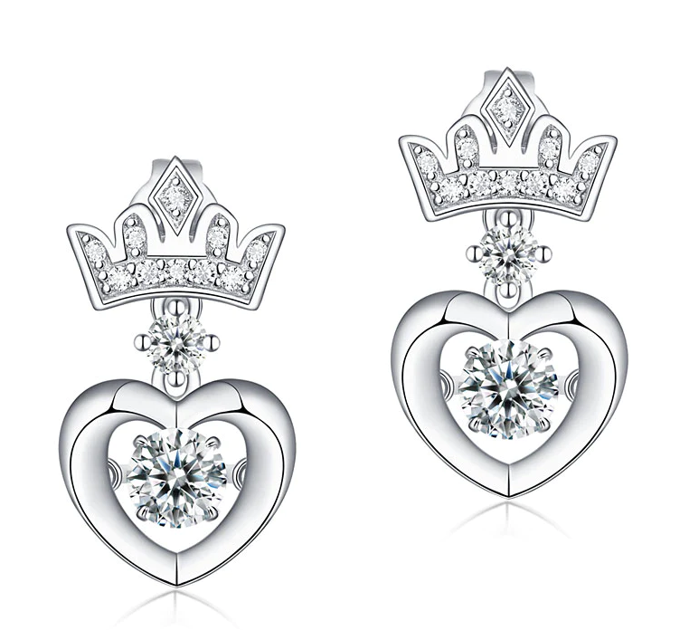 Dancing Stone Dangle Crown Earrings