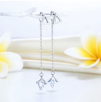 Silver String Dangle Earrings