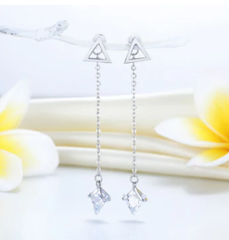 Silver String Dangle Earrings