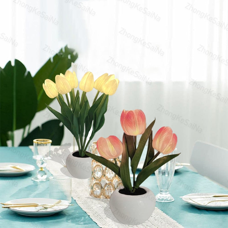 LED Tulip Night Light Flower Table Lamp