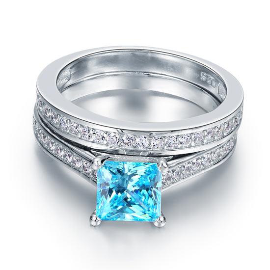 Princess-Cut Blue Ring