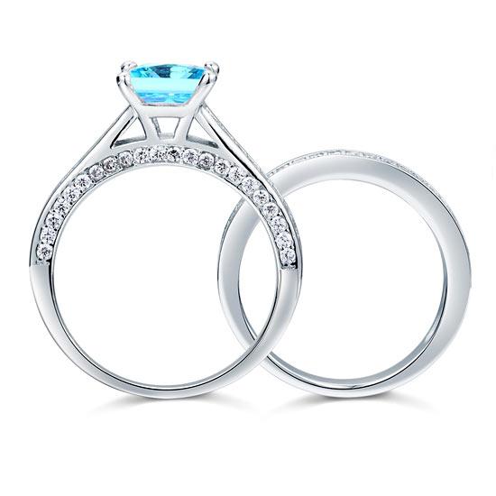 Princess-Cut Blue Ring