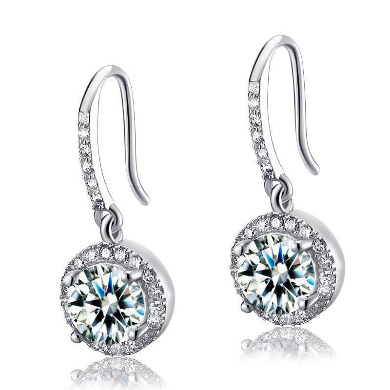 Diamond Topaz Dangle Earrings