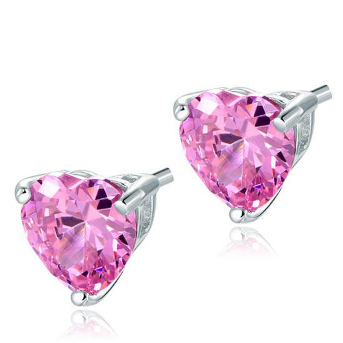 Pink Heart Diamond Earrings