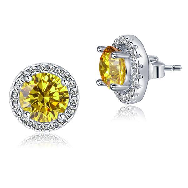 Fancy Yellow Halo Earrings