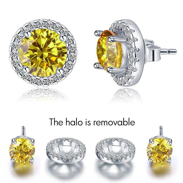 Fancy Yellow Halo Earrings