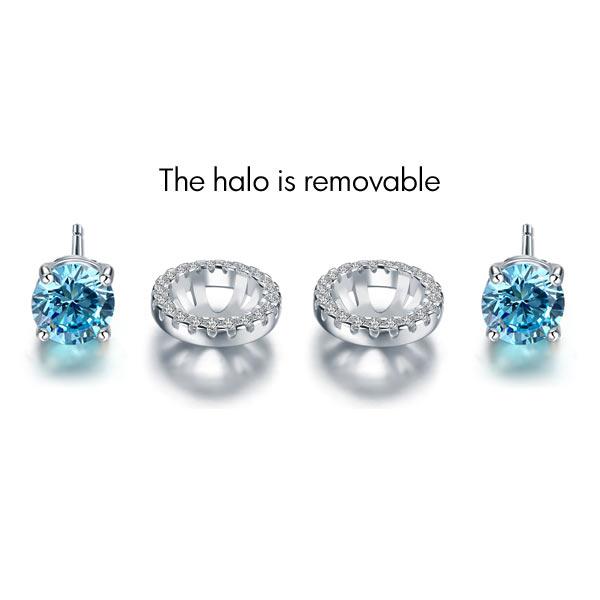 Fancy Blue Halo Earrings