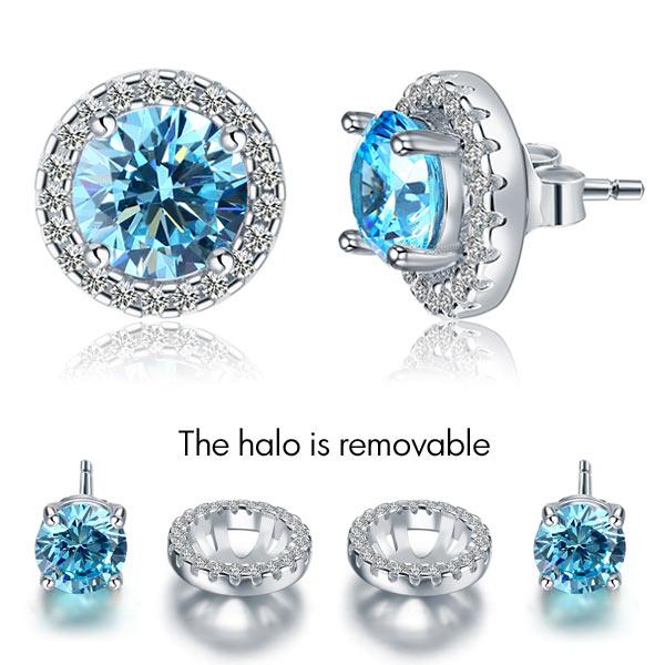 Fancy Blue Halo Earrings