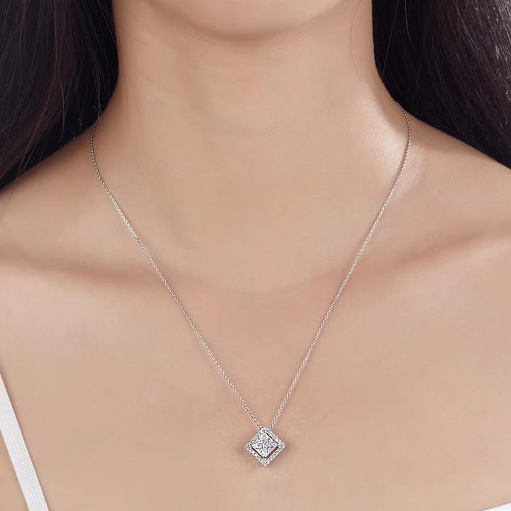 Double Diamond Shape Necklace