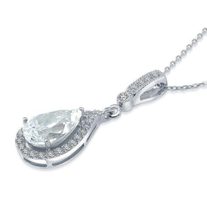 Silver Pear Cut Necklace