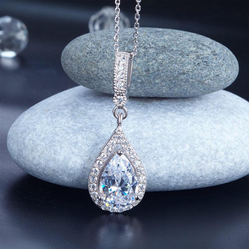 Silver Pear Cut Necklace