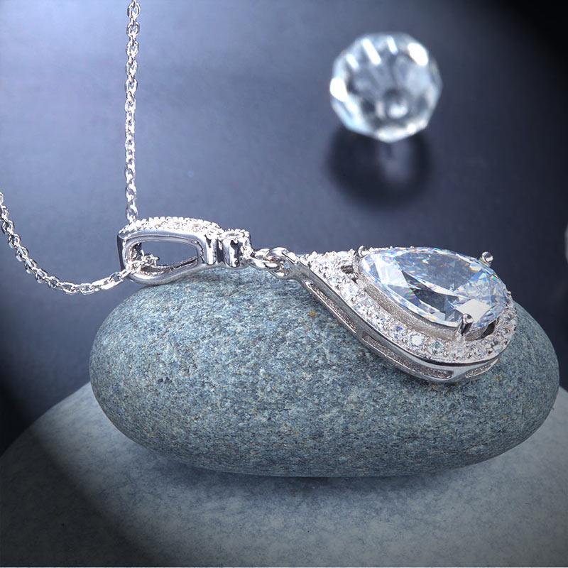 Silver Pear Cut Necklace
