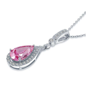 Pink Pear Cut Necklace