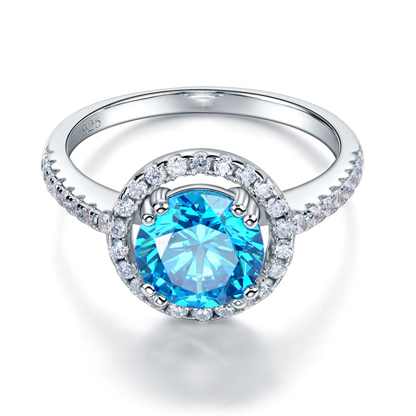 Blue Elegance Halo Ring