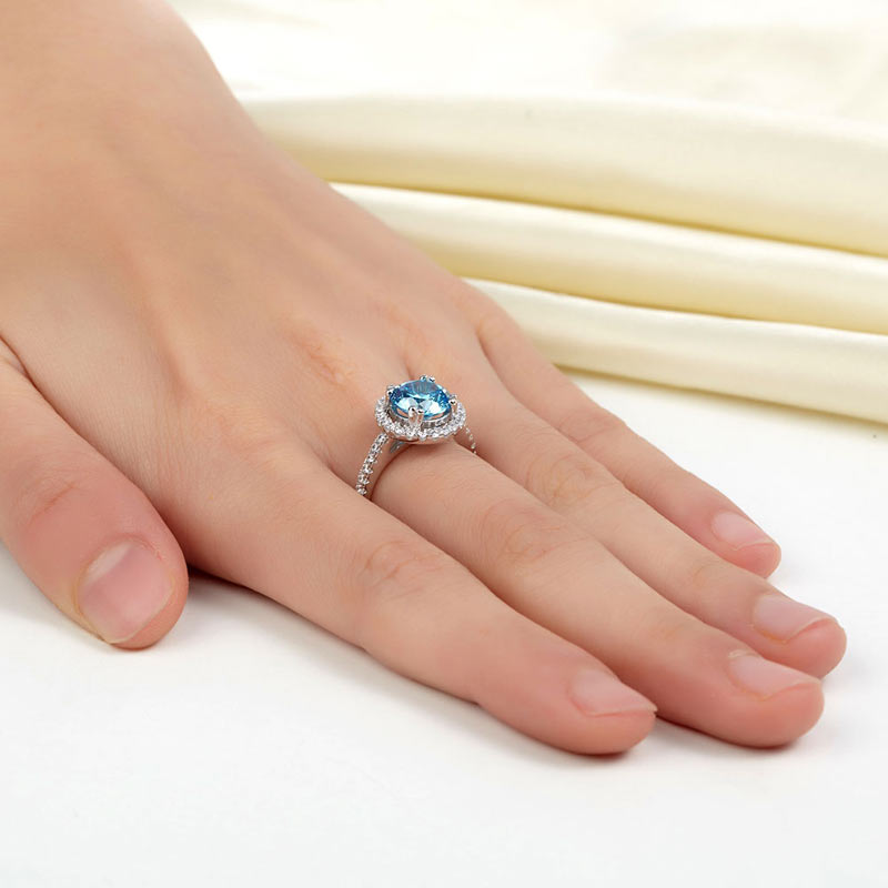 Blue Elegance Halo Ring