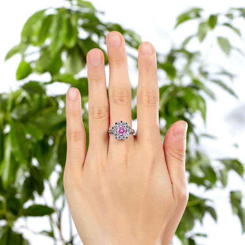 Pink Stone Snowflake Engagement Ring