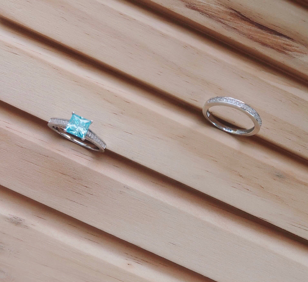 Princess-Cut Blue Ring