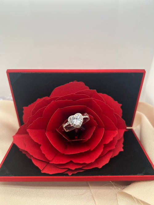 Red Rose Ring Box + Heart Promise Ring