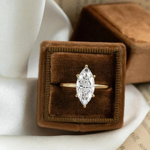 Marquise Cut Solitaire Moissanite Engagement Ring 925 Sterling Silver