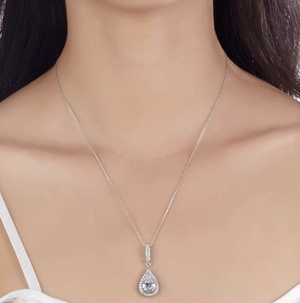 Teardrop Diamond Solitaire Pendant Necklace 2.0