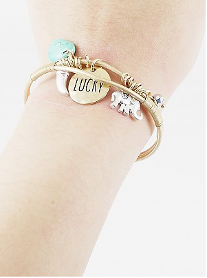 Elephant Lucky Charm Cuff Bracelet