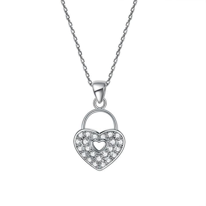 Diamond Heart Lock Necklace