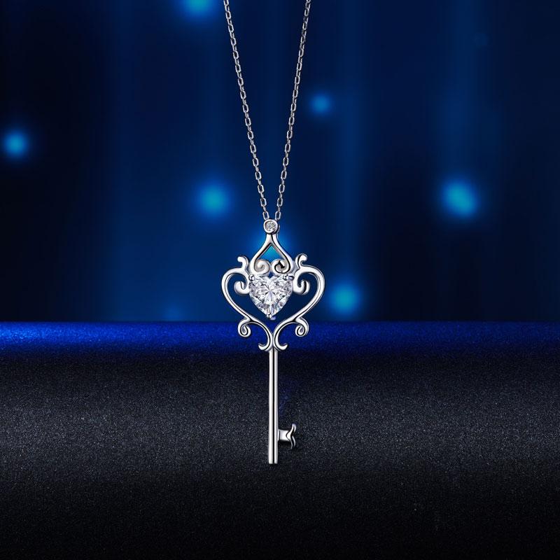 Cursive Diamond Key Necklace