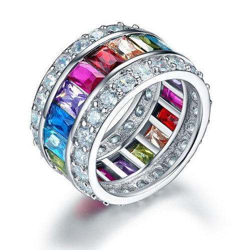 Multi-Color Silver Ring