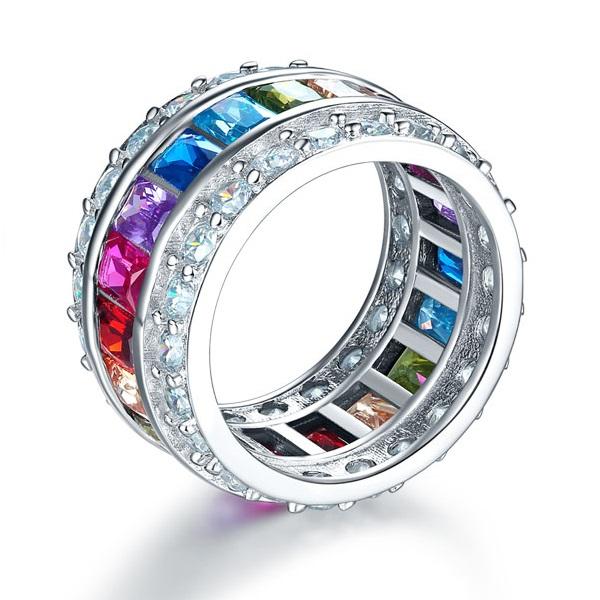 Multi-Color Silver Ring